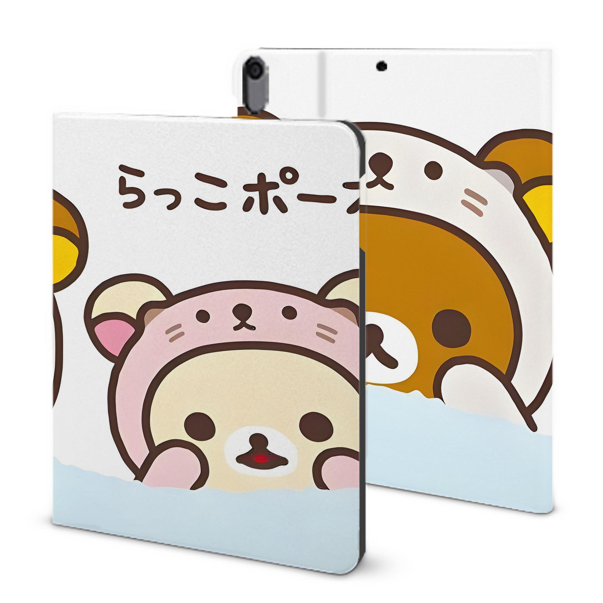 （画像用） リラックマ リラックマ キイロイトリ Rilakkuma Korilakkuma Kiiroitori IPad ケース ブック型 PUレザー TPU 耐衝撃 軽量 薄型 ペン収納なし 全面保護 IPad 各モデル対応